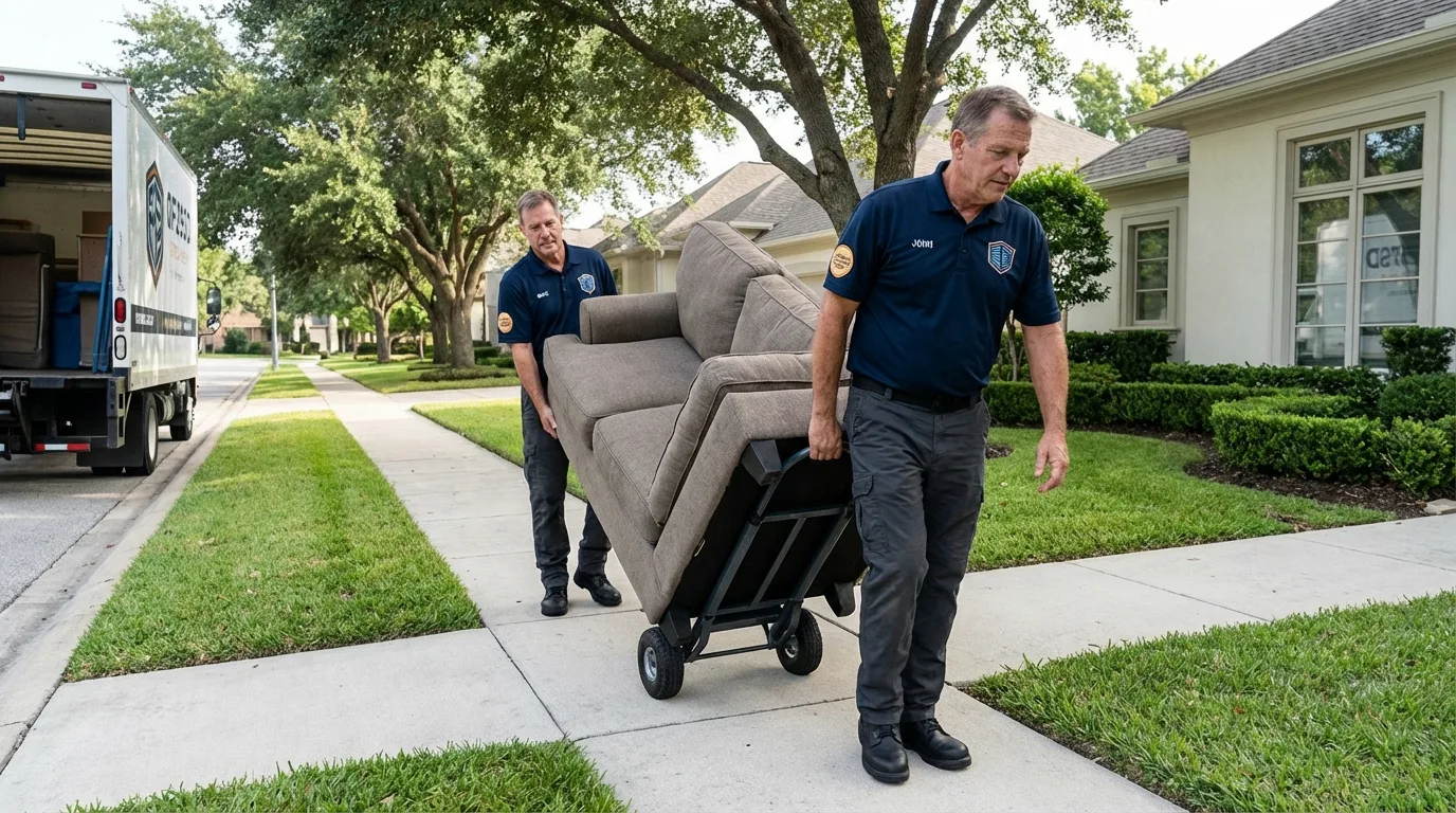 Local residential moving crew loading furniture in Pawnee City, NE