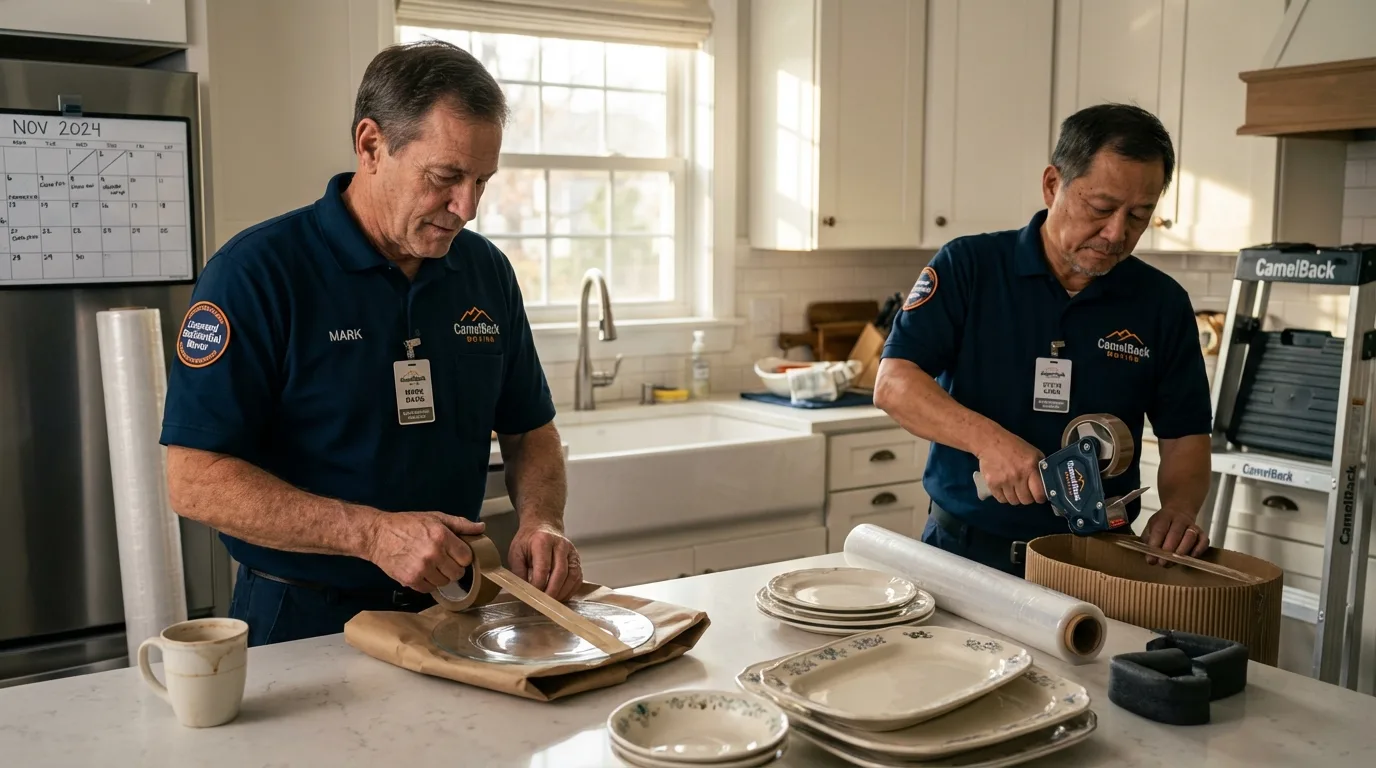 Professional crew packing kitchen dishware in Pawnee City, NE